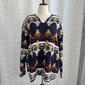 Vintage Structure Large Grandpacore Aztec Western Knit Sweater